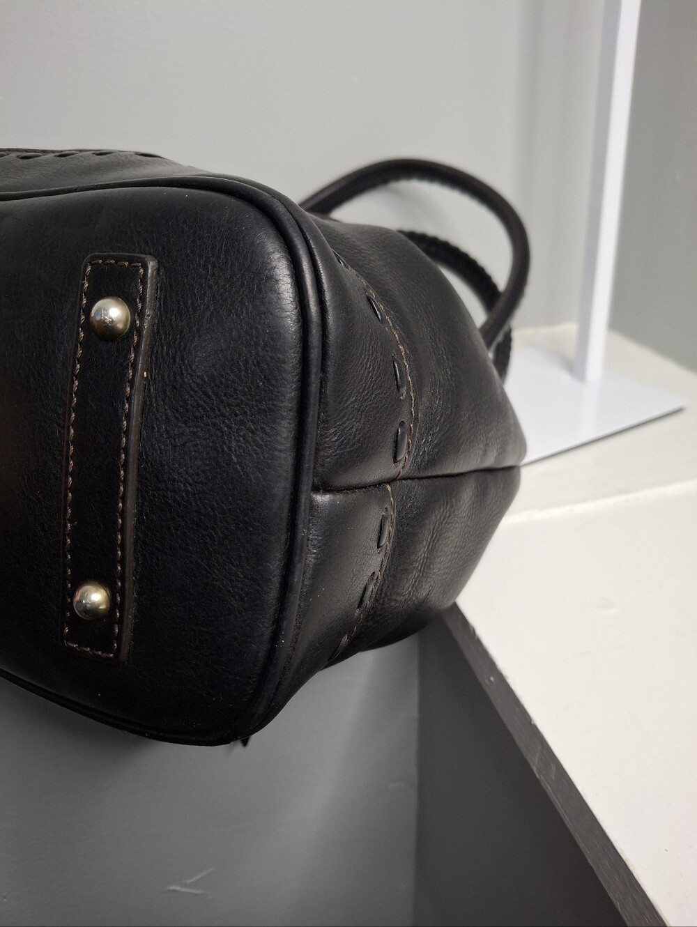 Dooney & Bourke Florentine Vacchetta Leather Flap Hobo Shoulder Bag Black EUC - Picture 10 of 12